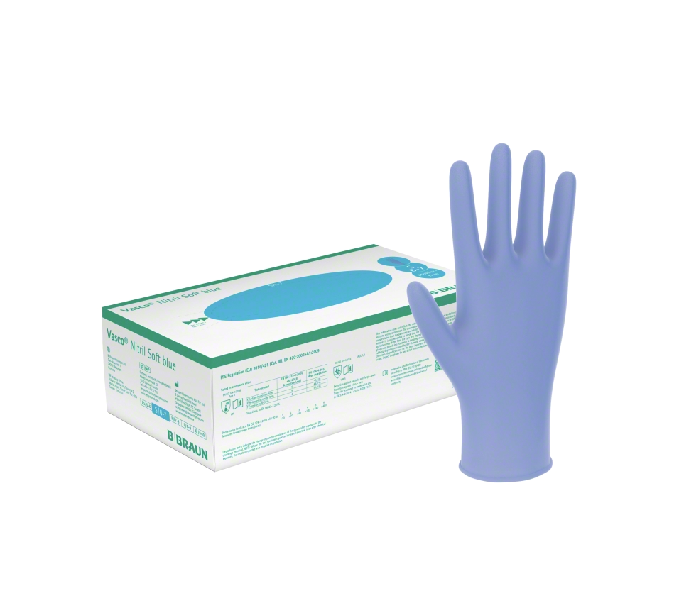 B. Braun Vasco® Nitril Soft blue Einweghandschuh, blau B. Braun Vasco® Nitril Soft blue Einweghandschuh, blau