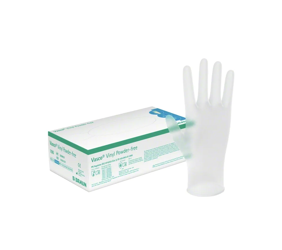 B. Braun Vasco Vinyl Einweghandschuhe, latexfrei für Allergiker in Praxis und Pflege