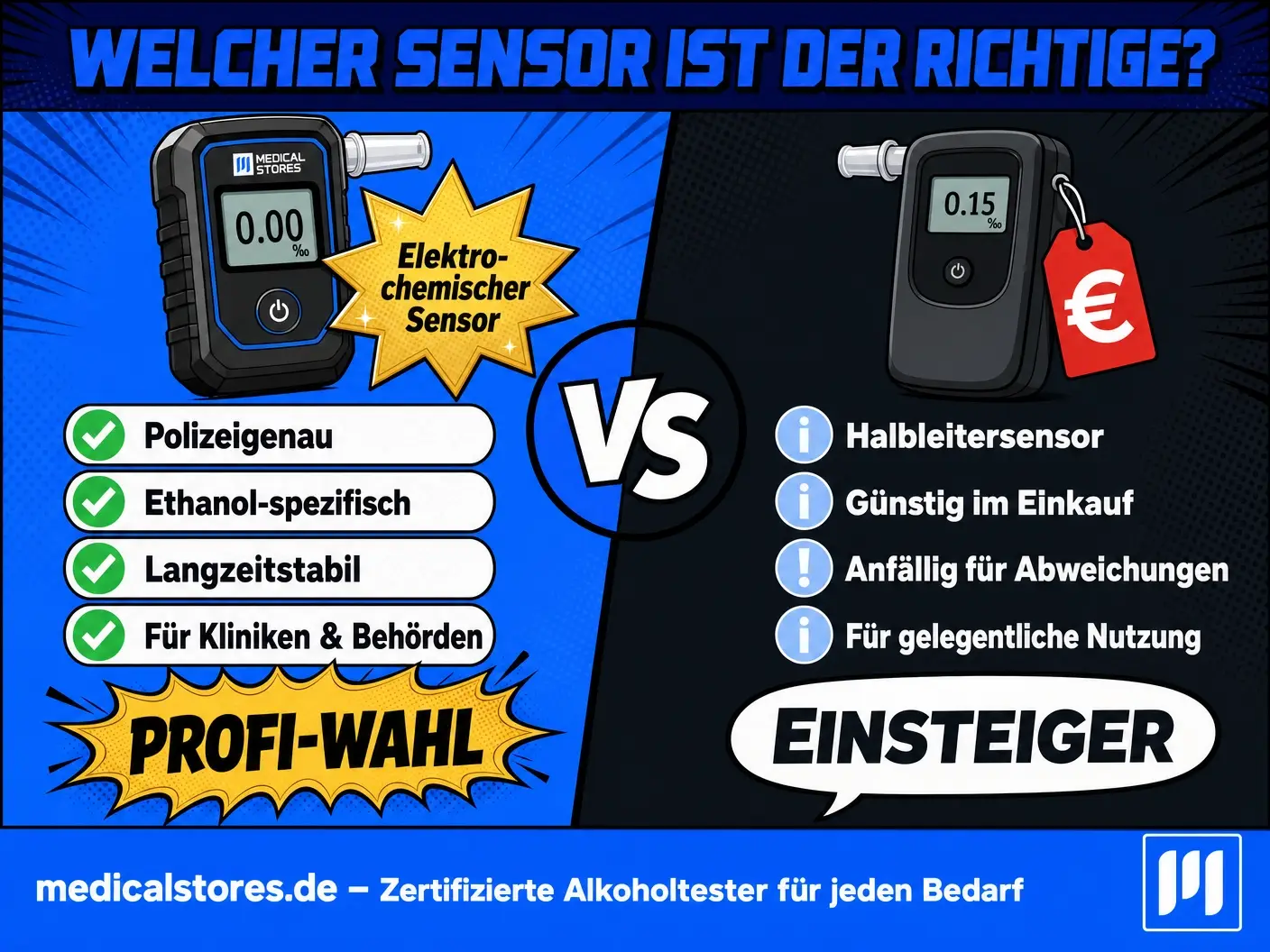 Vergleich elektrochemischer Sensor und Halbleitersensor bei Alkoholtestern