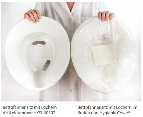 Hy21 Toilettenstuhl-Sitze: Bettpfannensitz mit Löchern, mit und ohne Hygienic Covers Beutel