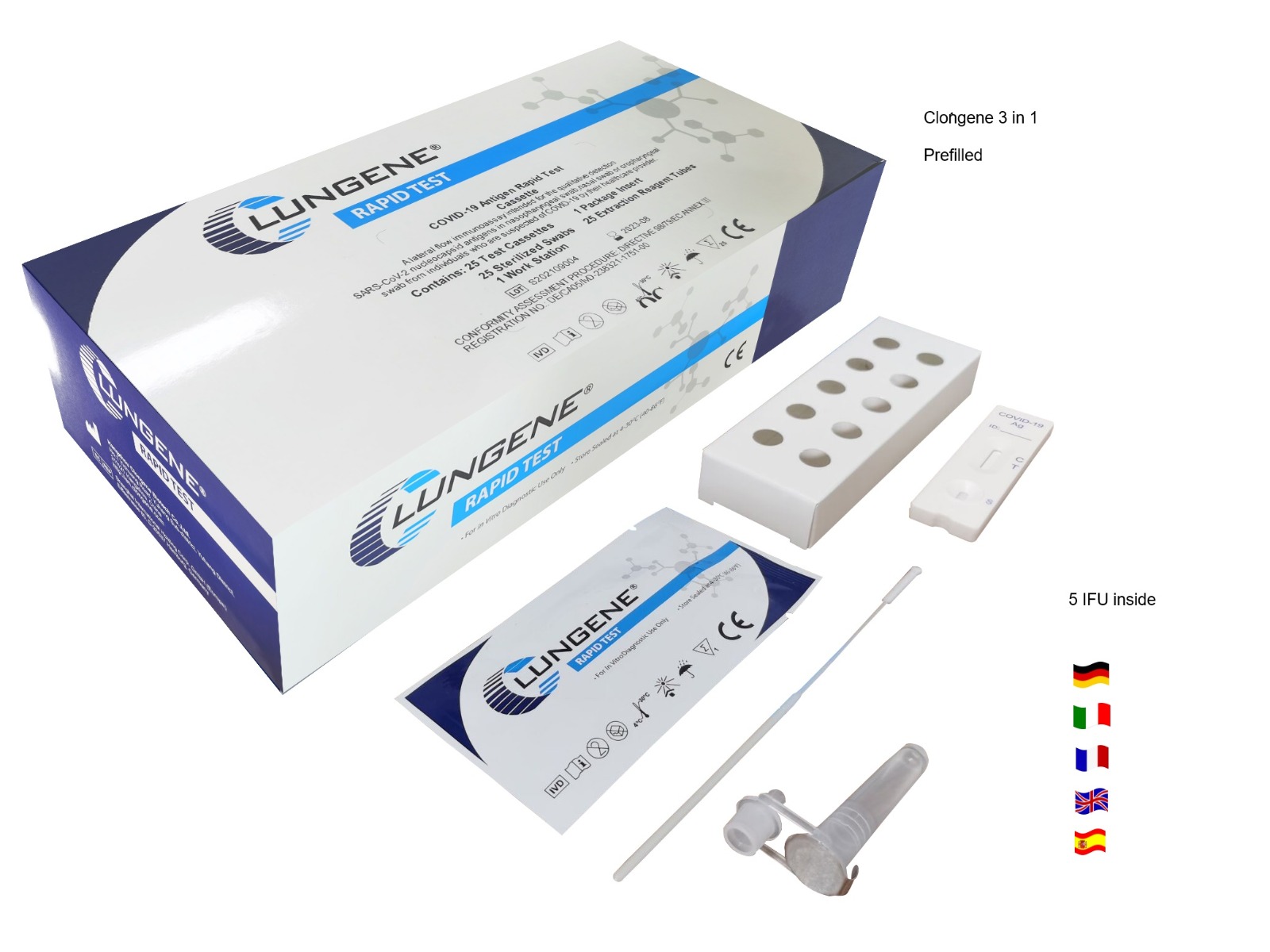 Clungene COVID-19 Antigen Schnelltest 3in1 für Rachen oder Nase Clungene COVID-19 Antigen Schnelltest 3in1 für Rachen oder Nase